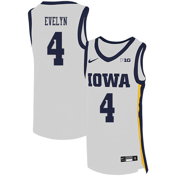 2020 Men #4 Bakari Evelyn Iowa Hawkeyes College Basketball Jerseys Sale-White - Click Image to Close